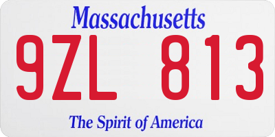 MA license plate 9ZL813