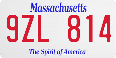 MA license plate 9ZL814