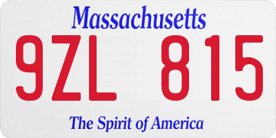 MA license plate 9ZL815