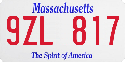 MA license plate 9ZL817