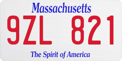 MA license plate 9ZL821