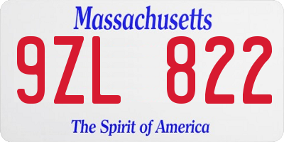 MA license plate 9ZL822