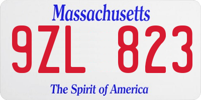 MA license plate 9ZL823