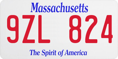 MA license plate 9ZL824