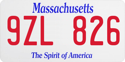 MA license plate 9ZL826