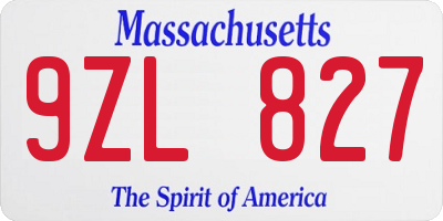 MA license plate 9ZL827