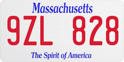 MA license plate 9ZL828
