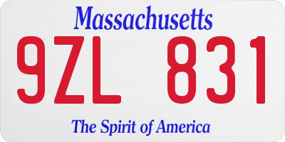 MA license plate 9ZL831