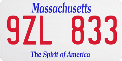 MA license plate 9ZL833
