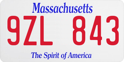 MA license plate 9ZL843