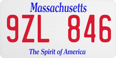MA license plate 9ZL846