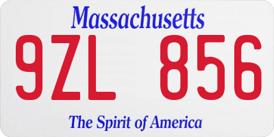 MA license plate 9ZL856