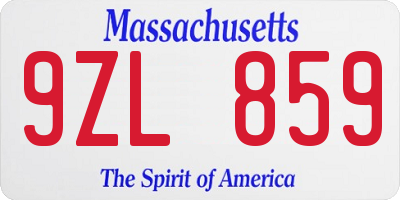 MA license plate 9ZL859