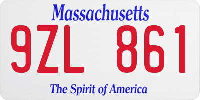 MA license plate 9ZL861