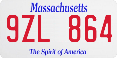 MA license plate 9ZL864