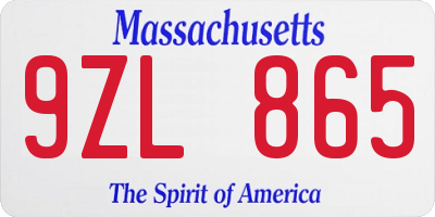 MA license plate 9ZL865