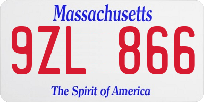 MA license plate 9ZL866