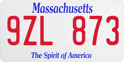 MA license plate 9ZL873