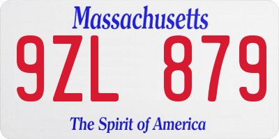 MA license plate 9ZL879