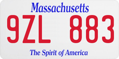 MA license plate 9ZL883