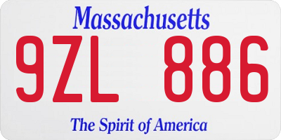 MA license plate 9ZL886