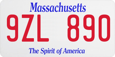 MA license plate 9ZL890