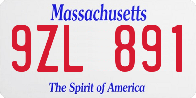 MA license plate 9ZL891