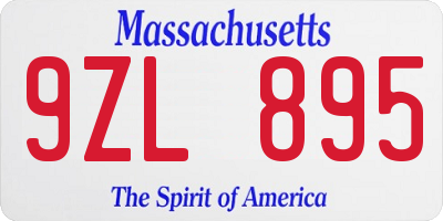 MA license plate 9ZL895