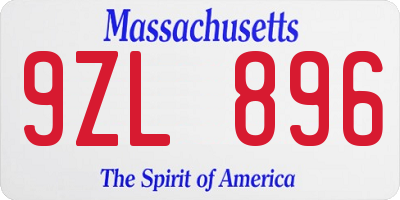 MA license plate 9ZL896
