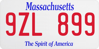 MA license plate 9ZL899