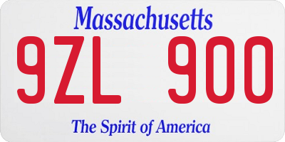 MA license plate 9ZL900