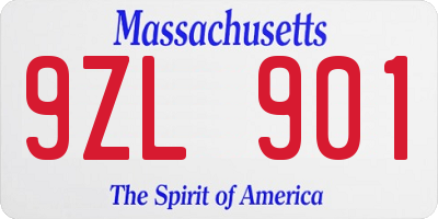 MA license plate 9ZL901