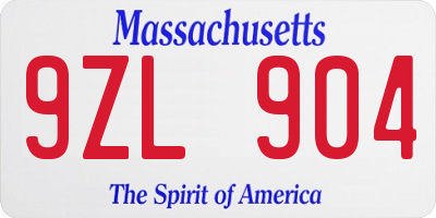 MA license plate 9ZL904
