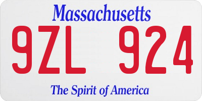 MA license plate 9ZL924
