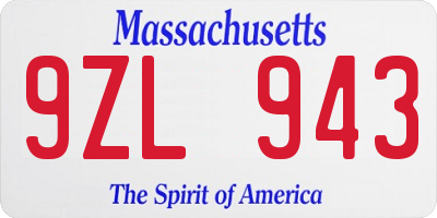 MA license plate 9ZL943