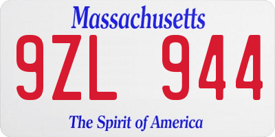MA license plate 9ZL944