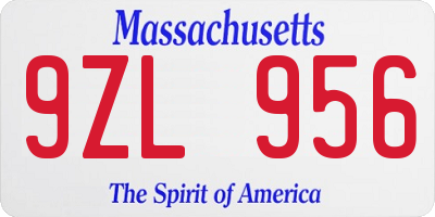 MA license plate 9ZL956