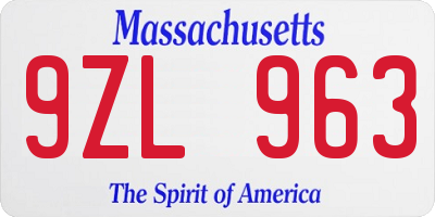 MA license plate 9ZL963