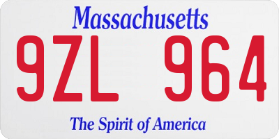 MA license plate 9ZL964