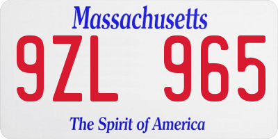 MA license plate 9ZL965