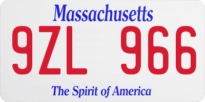MA license plate 9ZL966