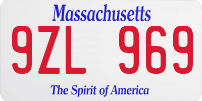 MA license plate 9ZL969
