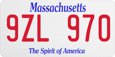 MA license plate 9ZL970