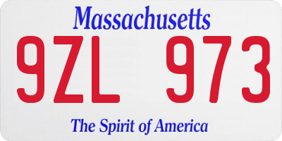 MA license plate 9ZL973