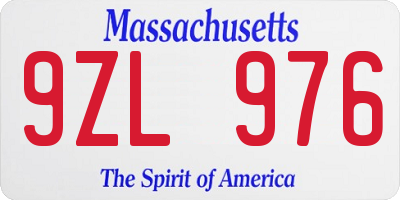 MA license plate 9ZL976