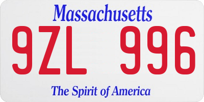 MA license plate 9ZL996