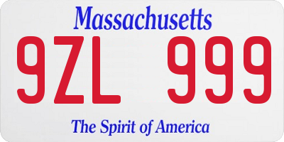 MA license plate 9ZL999