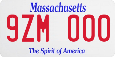 MA license plate 9ZM000