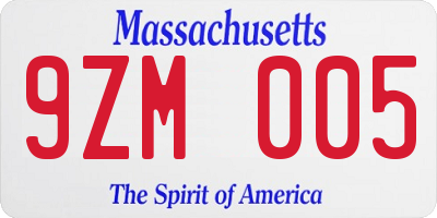 MA license plate 9ZM005