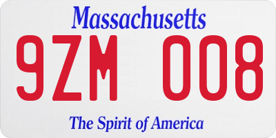 MA license plate 9ZM008